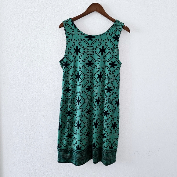 Magnolia GRACE Stitch Fix reversible dress size L green navy sleeveless print - Picture 6 of 12